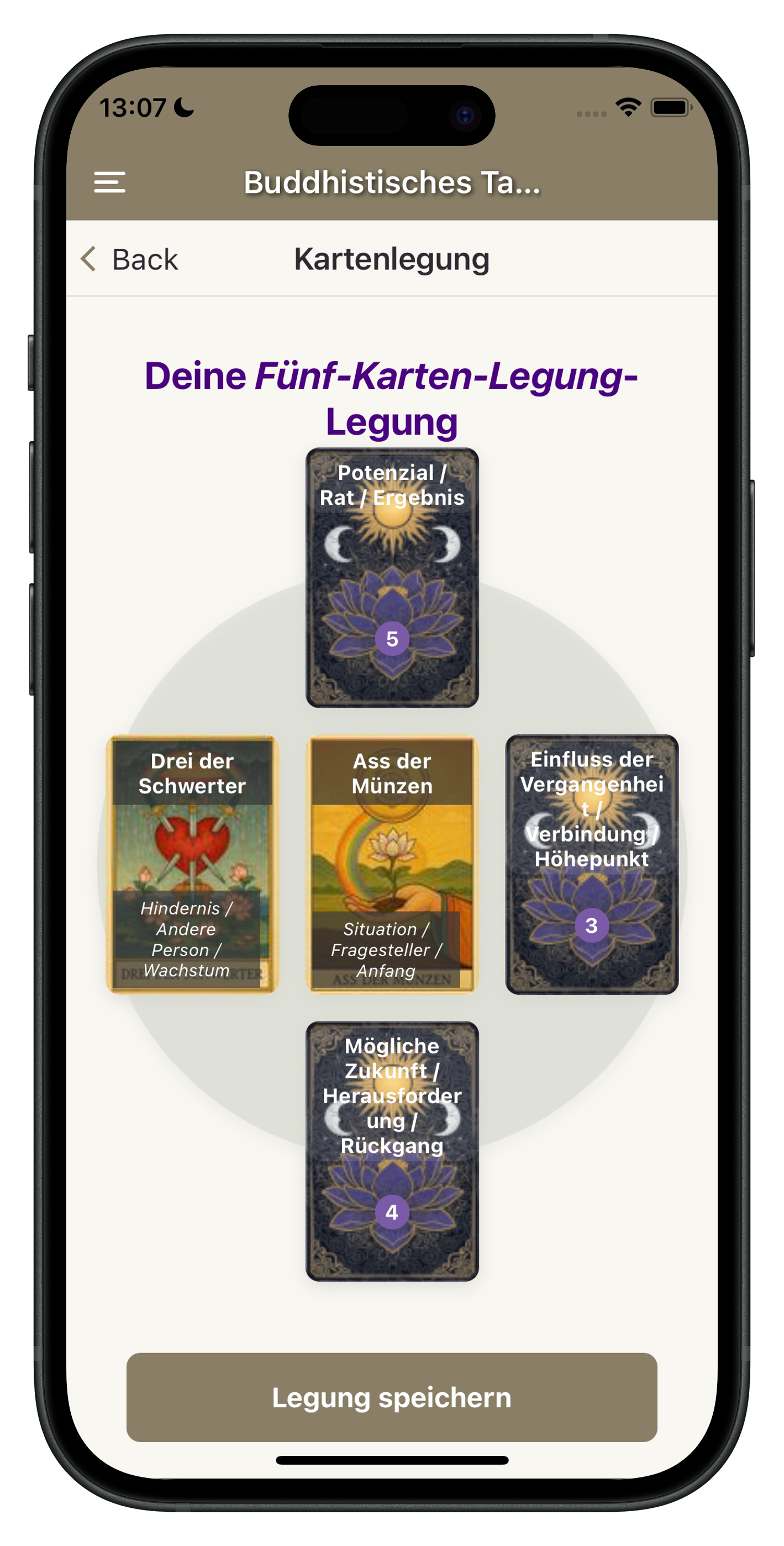 Kartenlegung in Aktion